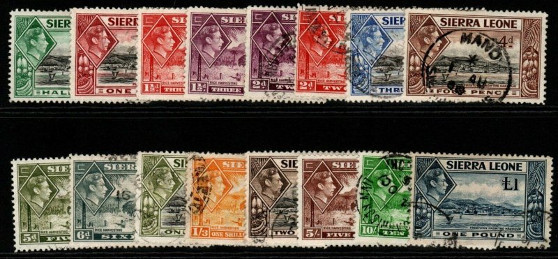 SIERRA LEONE SG188/200 1938-44 DEFINITIVE SET FINE USED
