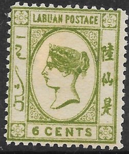 LABUAN SG40 1892 6c BRIGHT GREEN MTD MINT