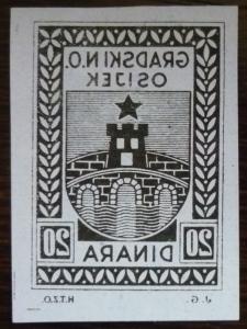 CROATIA IN YUGOSLAVIA - CITY OSIJEK - LOCAL REVENUE STAMP - PROOF! kroatien J4