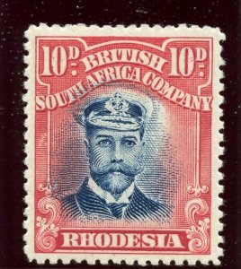 Rhodesia 1913 KGV Admiral 10d blue & red MLH. SG 247. Sc 129.