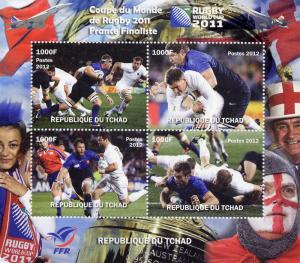 Rugby World Cup France/Concorde Shlt(4) perf.mnh Chad 2012  