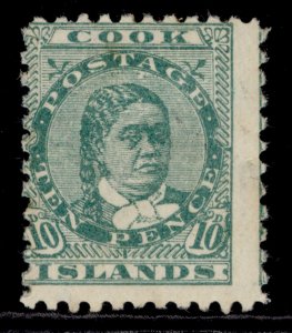 COOK ISLANDS QV SG19, 10d green, M MINT. Cat £18.