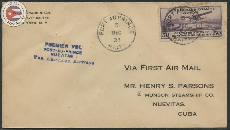 Cuba 1931 First Flight Cover Haiti - Nuevitas | Edifil C65 | CU11574