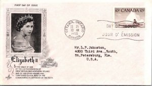 Canada 1955 FDC Elizabeth II - Ottawa, Ont - Single - F76817