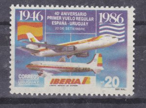 1986 IBERIA air lines plane boeing  URUGUAY MNH stamp 