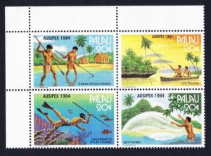 Palau Native Fishing Block of 4 SG#60-63 SC#58a