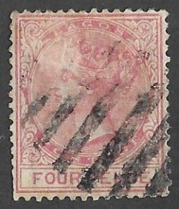 Lagos  # 22  Queen Victoria  4d.  Rose (1)  Used