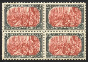 GERMANY #95b SCARCE Mint NH BLOCK - 1905 5m Slate & Carmine, 26 holes