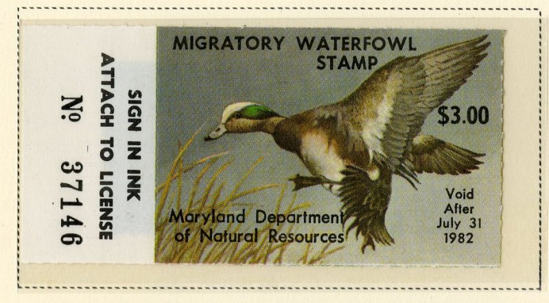 US MD8 MARYLAND STATE DUCK STAMP 1981 MNH SCV $8.00 BIN $4.00