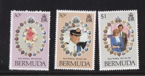 Bermuda # 412-414, Royal Marriage, Diana, Mint NH, 1/2 Cat.