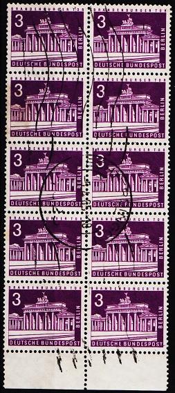 Germany(Berlin). 1956 3pf(Block of 10). S.G.B133b. Fine Used