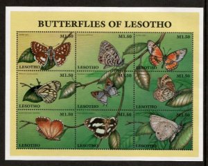 Lesotho 1996 - Butterflies - Sheet of 9 Stamps - Scott #1080 - MNH