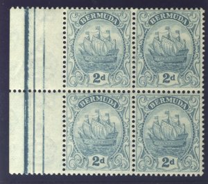 Bermuda 1922 KGV Caravel 2d grey MNH Block WATERMARK REVERSED. Scarce SG 80x