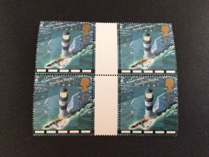 Great Britain Needles Lighthouse mint never hinged gutter stamps block  58170
