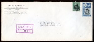 U.S. Scott 825 Prexie and 978 Lincoln on Registered Cover