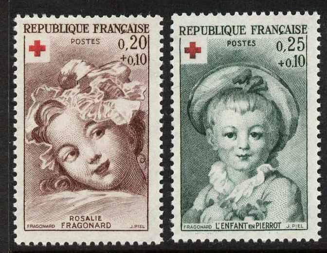 France B365-6 MNH Art, Red Cross, Rosale Fragonard