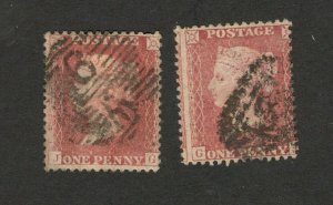 GB - UNITED KINGDOM - 2 USED STAMPS - QV - 1 d    (111)