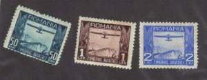 ROMANIA SCOTT #RA16-18 MH 50b,1L,2L  1931