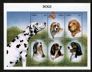 Liberia 1999 - Dogs - Sheet of 6 Stamps - Scott #1487 - MNH