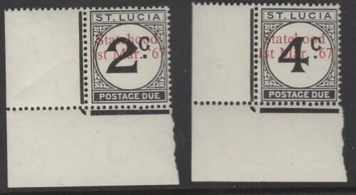 ST.LUCIA SGD11/2var 1967 UNISSUED 2c&4c P.DUE OVERPRINTED STATEHOOD IN RED MNH 