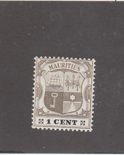 MAURITIUS (MK7659) # 128 VF-MNH  1c  1907 COAT OF ARMS /GRAY BLACK,BLACK