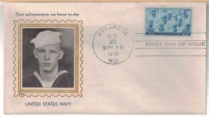 1945 FDC, #935, 3c U.S. Navy, Lane