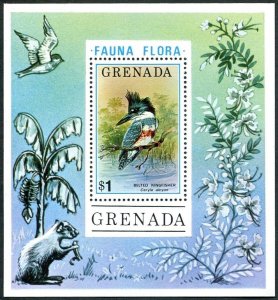 Grenada 699, MNH. Michel Bl.51. Birds 1976. Belted kingfisher.