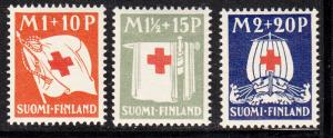 Finland 1930 MNH Scott #B2-#B4 Set of 3 Red Cross flag, standard, mercy ship