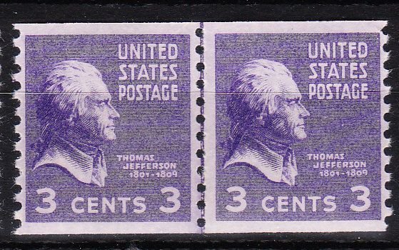 MOstamps - US Scott #842 Mint OG NH Coil Line Pair - Lot # HS-F358