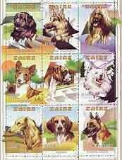 ZAIRE - 1986 - Dogs - Perf 9v Sheet - Mint Never Hinged