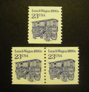 Transportation Coils, Scott 2464, 23c Lunch Wagon, Pair & single, MNH