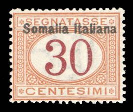 Italian Colonies, Somalia #J15 Cat$47.50, 1909 30c buff and magenta, very lig...