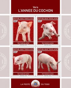 TOGO - 2018 - Year of the Pig #1 - Perf 4v Sheet - Mint Never Hinged