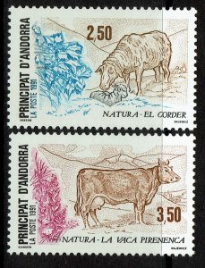 Andorra French #406-407  MNH - Farm Animals Sheep Cow (1991)