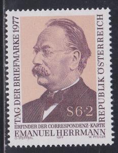 Austria # B341, Emanuel Herman Inventor of the Postal Card. NH, 1/2 Cat.