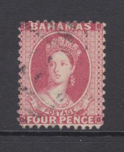 Bahamas Sc 21 used 1882 4p rose Queen Victoria, perf 12½, Crown & CA watermark