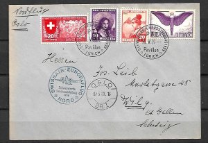 SWITZERLAND STAMPS. 1939 SWISSAIR FLIGT EUROPAFLUG NORD, COVER TO NORWAY