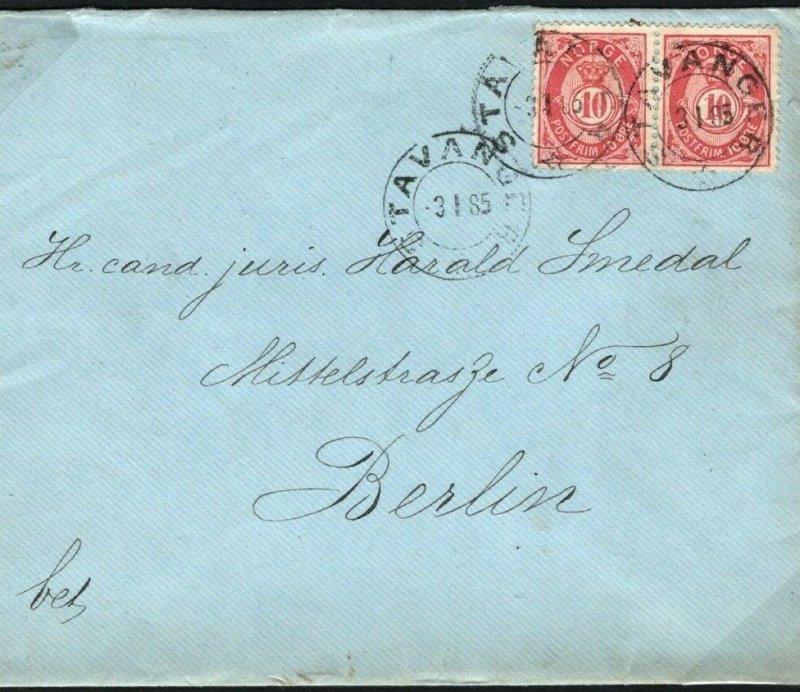 NORWAY Cover Stavanger 20 Ore Rate Lovely Clean Usage 1885 {samwells-covers}SS10