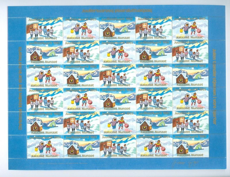 Greenland. 1982 Christmas Seal  Mnh Sheet. 2 Side Perf.. Christmas Celebration