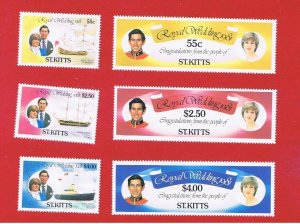 St. Kitts #75-80  MNH OG   Royal  Wedding  Free S/H