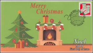 CA18-056, 2018, Christmas, Pictorial Postmark, First Day Cover, Noel, Stockings