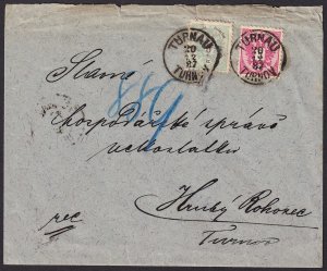 Austria - 1883 - Scott #42,43 - used on cover - TURNAU pmk Czech Republic