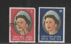 PAPUA NEW GUINEA #397-398 1974 VISIT OF QEII F-VF USED a