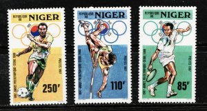 1988 Niger - Sc #755-757 - Seoul Olympics Tennis, Soccer, Pole Vault MNH stamps