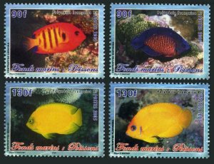 Fr Polynesia 893-896,896a,MNH. Marine life,2005.Angelfish.Sharks,Dolphin,Turtle.