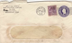 U.S. THE PORCUPINE COMPANY,Bridgeport,Conn 1933 Stamp on Pre Paid Cover Rf 47438