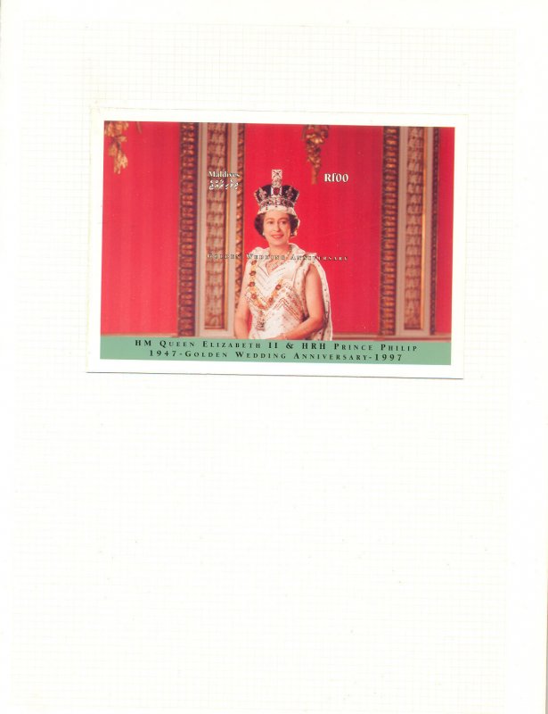 Maldives 1997 Queen Elizabeth Golden Wedding M/S of 6 & 1v S/S Chromalin Proofs