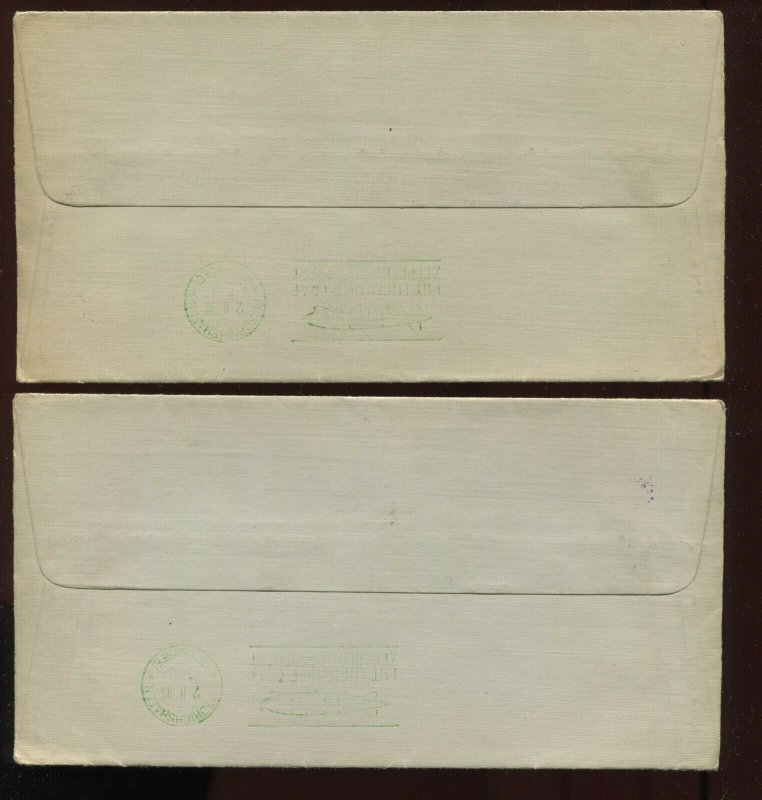 C18 Graf Zeppelin Century of Progress Used Stamps on 2 Matched Covers (907L)