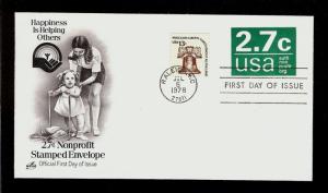 FIRST DAY COVER #U579 2.7c Non-Profit Stamped Envelope ARTCRAFT U/A FDC 1978