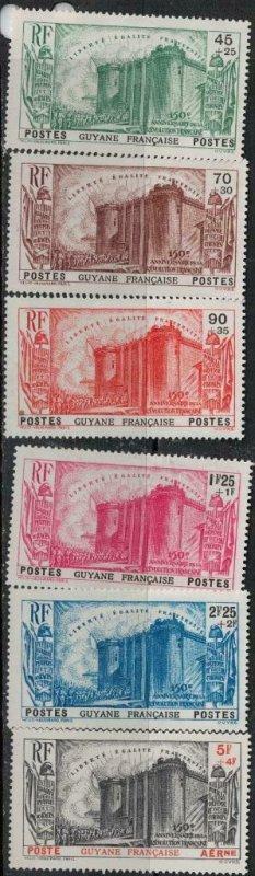 French Guiana 1938 SC B4-B8,CB1 Mint SCV $80.00 Set